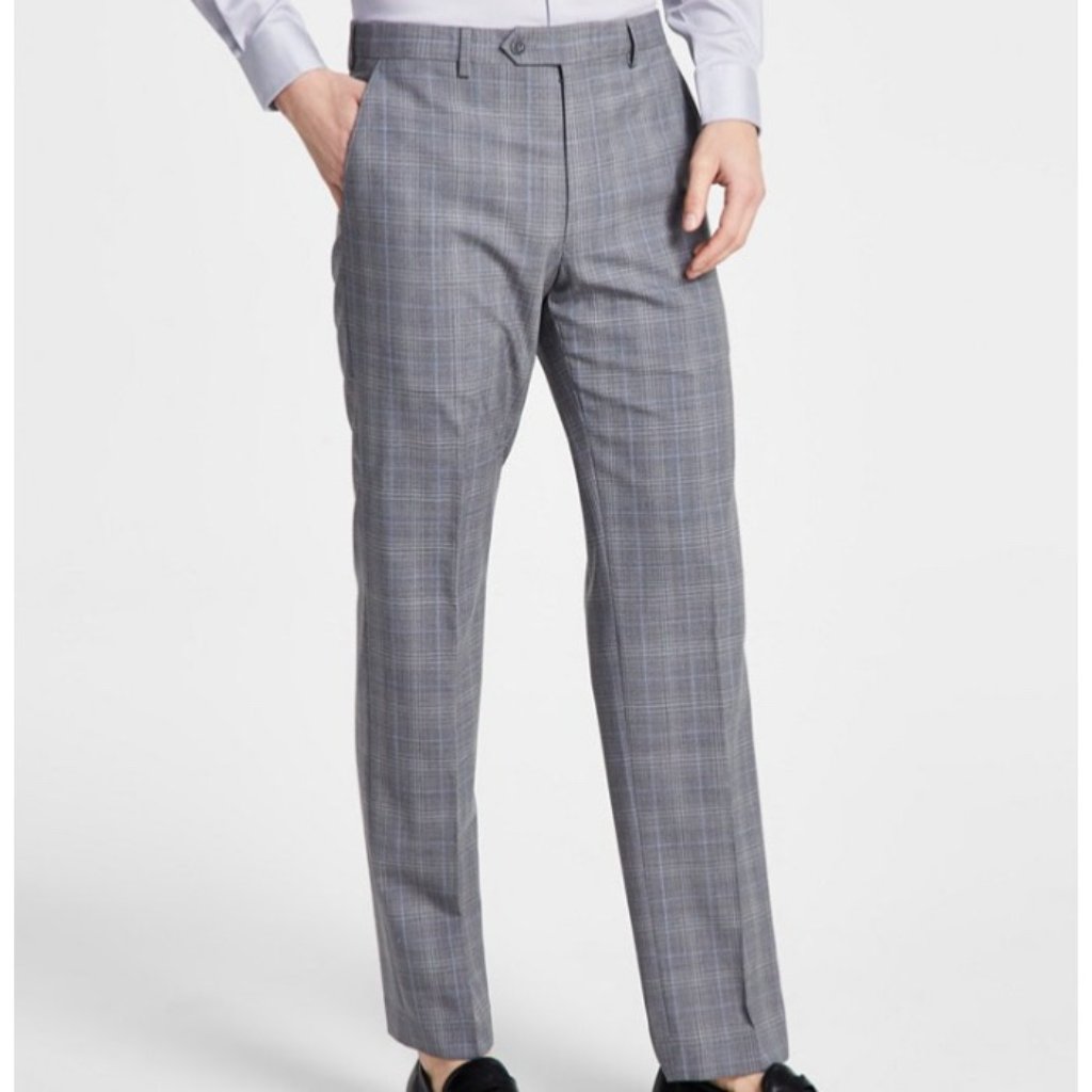 Michael Kors Men’s Wool Blend Plaid Suit Pants Light Grey/Blue Size 34w/32l Nwt